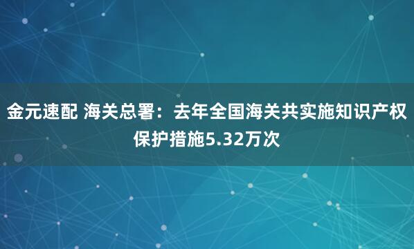金元速配 海关总署：去年全国海关共实施知识产权保护措施5.32万次