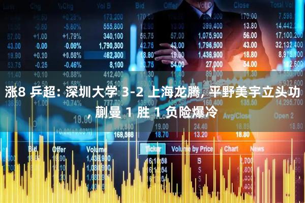 涨8 乒超: 深圳大学 3-2 上海龙腾, 平野美宇立头功, 蒯曼 1 胜 1 负险爆冷